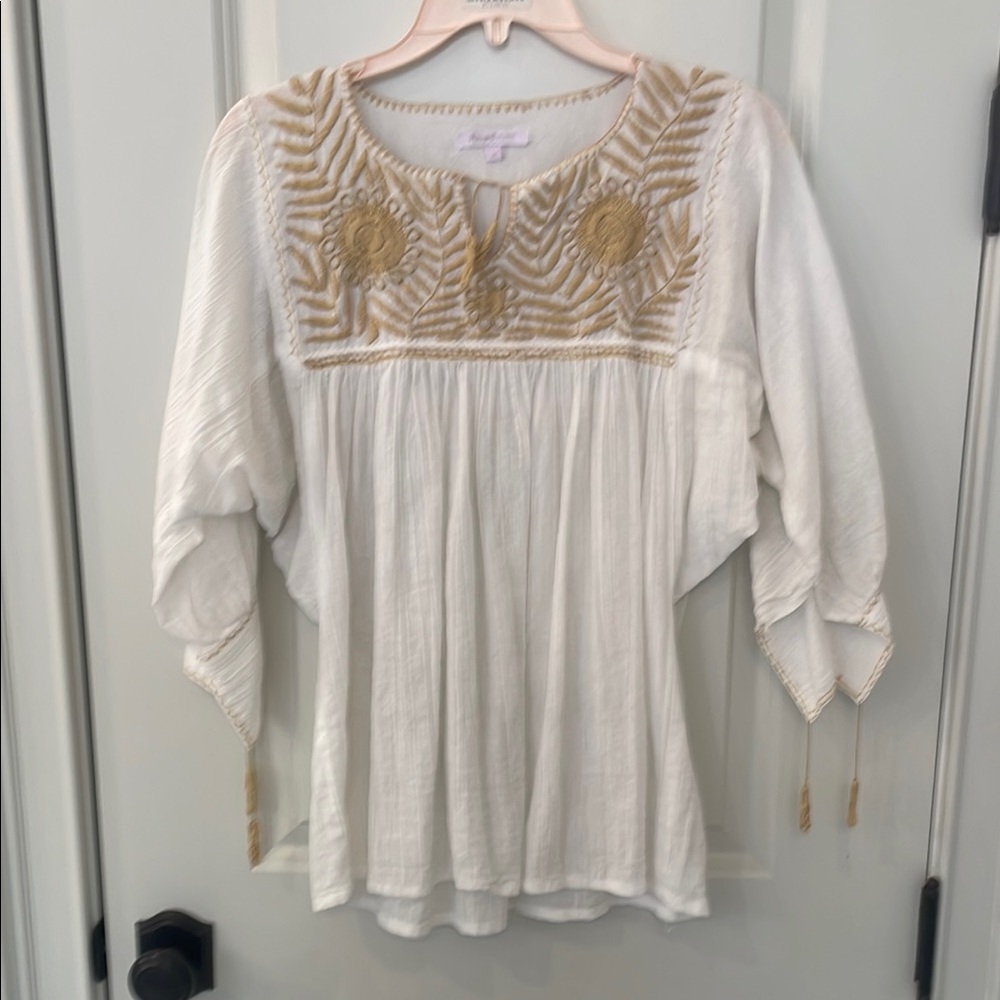 White Embroidered Women's Top